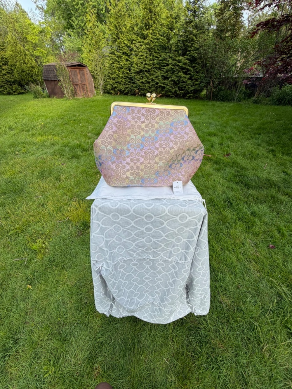 Coach Large Rainbow Kisslock 27 Bag in Signature Jacquard | CCX15 | New - Picture 12 of 17